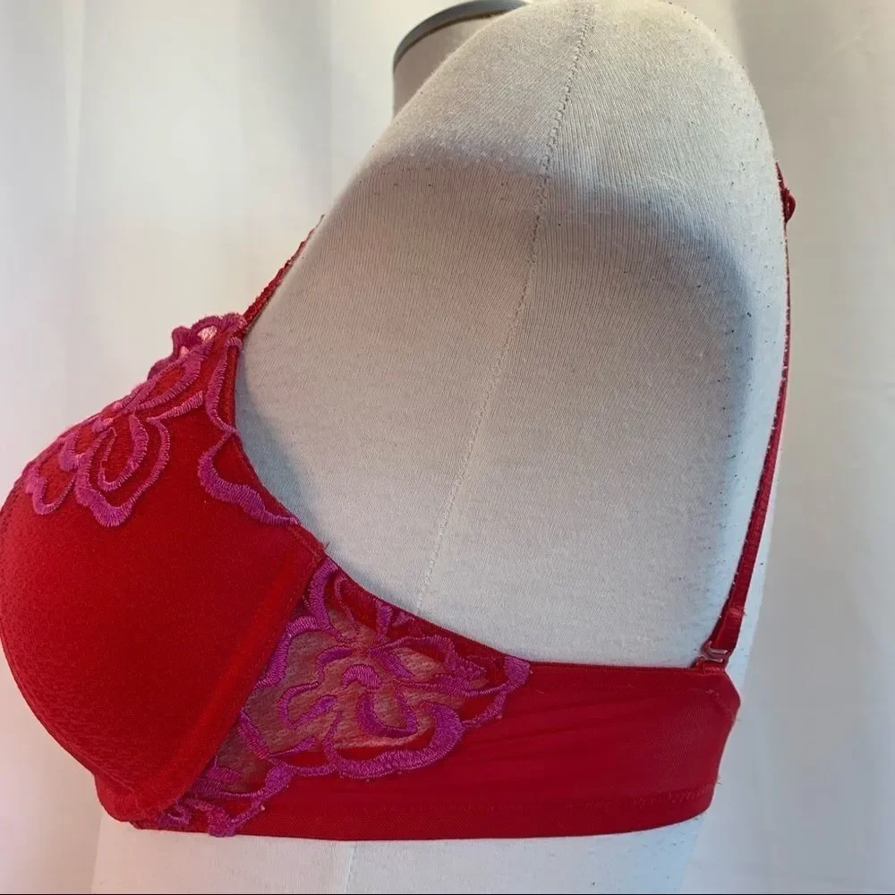 La Senza red floral padded bra size 36D - Picture 2 of 5